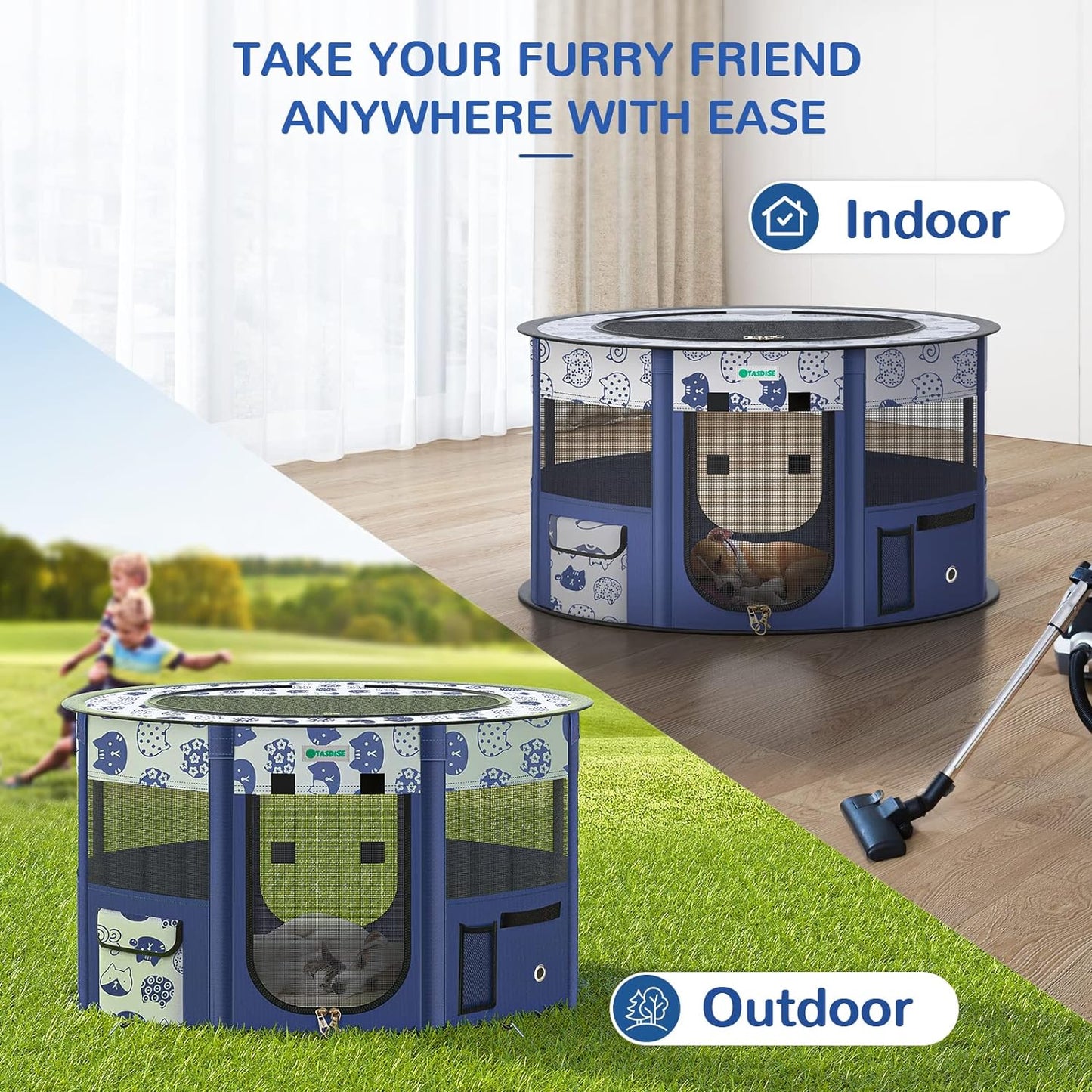 Portable Dog Playpen Blue