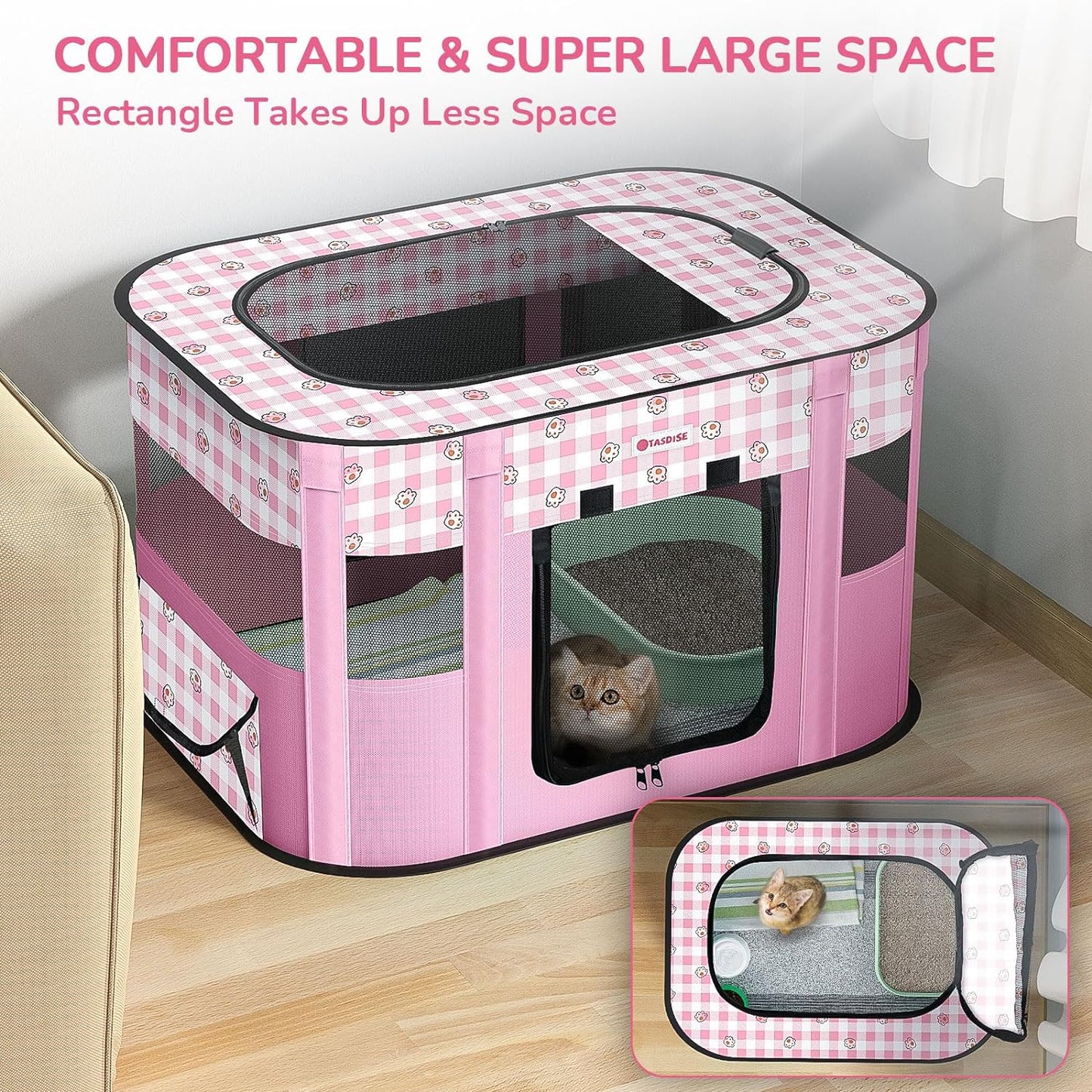 Rectangular Pet Playpen Pink